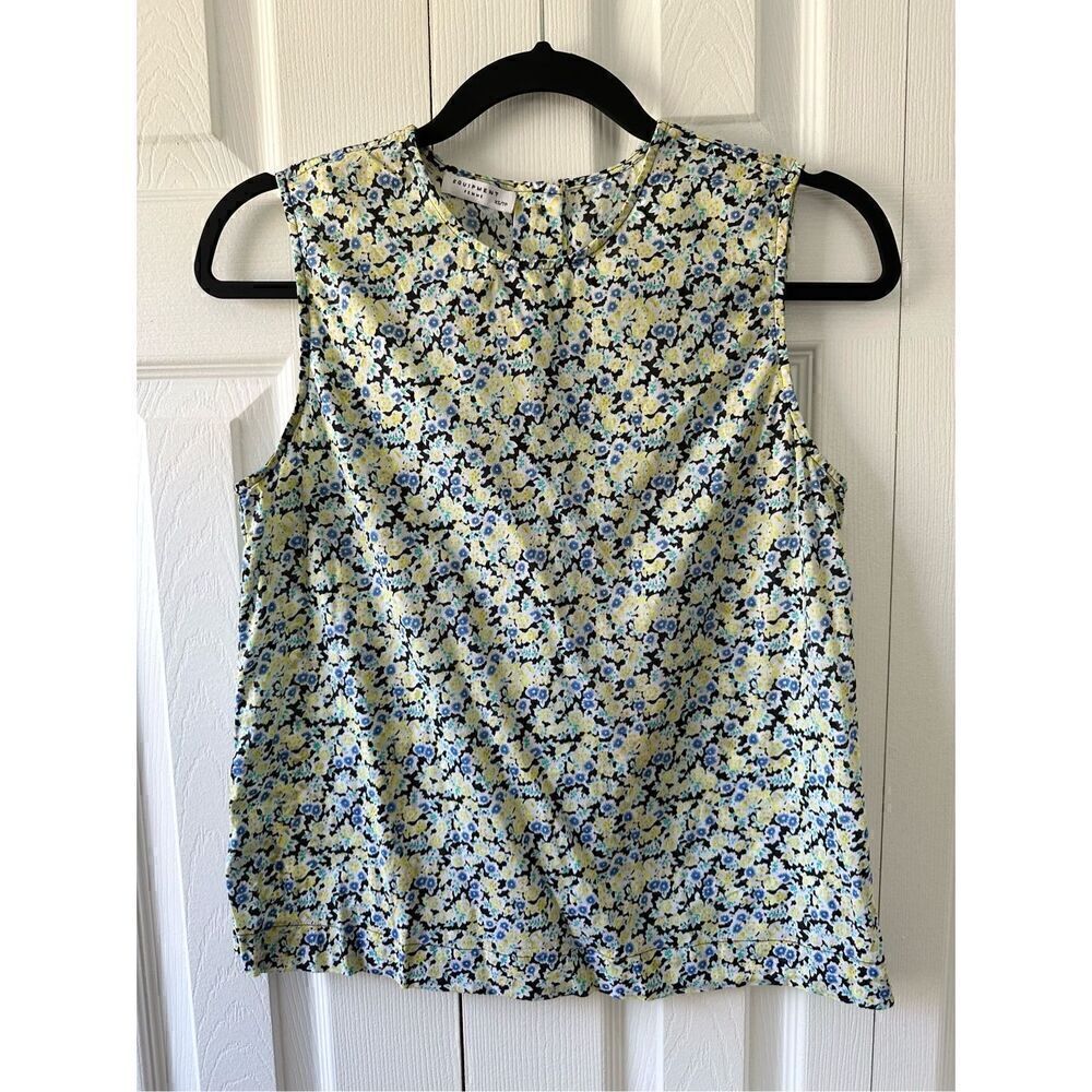 Equipment XS Floral Sleeveless Cotton Tank Top